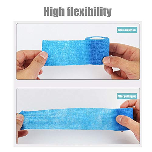 12 Pack Self Adhesive Bandage Wrap, 2" x 5 Yards, Cohesive Athletic Tape | Self Adhesive Bandage Wrap, Kuvvfe Athletic Elastic Cohesive Bandage for Sports Injury,Strain,Knee & Wrist,Ankle Sprains - size: 2x180 Inch (Pack of 12)