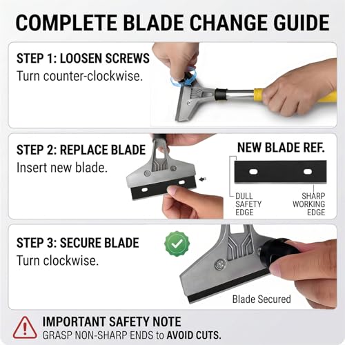30 Pack 4 Inch Scraper Blades, High-Carbon Steel, with Storage Box | 21 Blades + Gloves Included, Hollow Handle Extends Reach, Non-slip PVC Grip, Ideal for Glass Stove Floor Paint Removal - color: 30pcs Replacement Blades