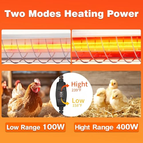 400W Chicken Coop Heater Lamp, Brooder Heat Lamp for Chickens, Adjustable Temp and Height, No Assembly Heater for Chicks Pets Livestock, 1 Pack - color: Heat lamp 400W - 1 Pack