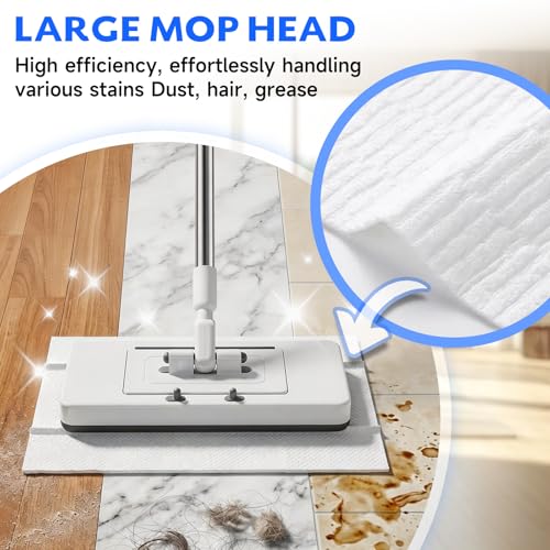 New Flat Mop with Extendable Handle for Multi-Surface Quick Cleanup | Mops for Floor Cleaning, No-touch Cloth Changing, Fits Most Pads, House Cleaning Supplies, No Back Strain, 10 Reusable Cloths - size: 1Mop with 10 Reusable Cloths