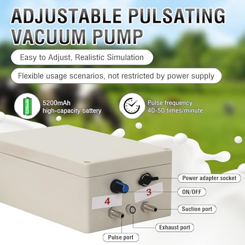 2-in-1 Goats and Cows Milking Machine Upgrade 3.7Gal/14L | Electric Adjustable Vacuum Pulsation Milker, 5200mAh Battery Built-in Rechargeable & Stainless Steel Bucket & 4 Cups (14L) - size: 14L