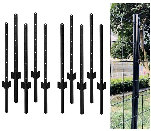 3 Feet Metal Fence Post Black, Pack of 10, for 24 Inch High Garden Welded Wire Fence U-Channel Steel Garden Post - color: Black, size: 3',10 PCS
