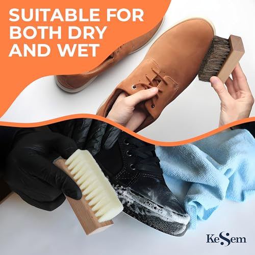 3 Small Shoe Cleaning Brush Set, Boots Sneaker Shoes Cleaner with Nylon, Boar and Horsehair Bristles, Suede Brush Polish Cleaning Brush for Leather, Canvas, Textile, Bags and More