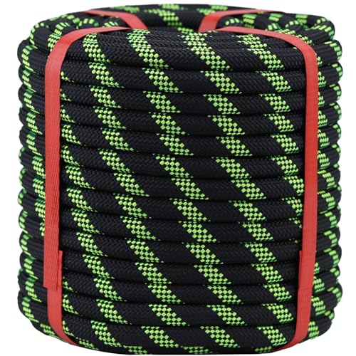 1/2 Inch Arborist Rigging Rope (100 Ft) - Black Double Braid Polyester Tree Rope & Bull Rope, Heavy Duty Pulling Line - 48 Strand High Tensile Strength - size: 1/2 In x 100 Ft, style: Black