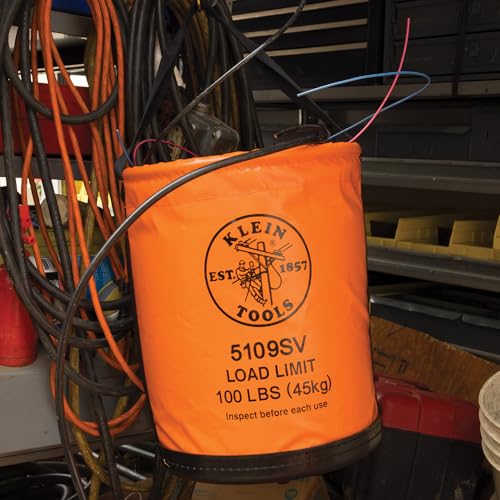 Klein Tools 5109SV Tool Bucket, Vinyl Lineman Bucket with Swivel Snap and Web Handle, 12-Inch, 100-Pound Load Rated Tool Holder - style: Vinyl with Swivel Snap Hook