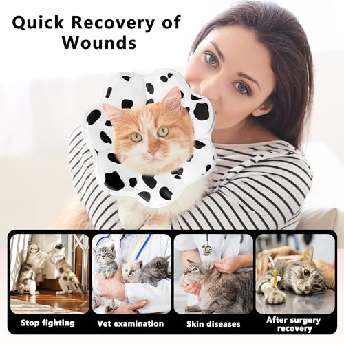 Soft Adjustable Cat Cone Collar, Comfortable Cat Recovery Collar - color: Milk, size: Small