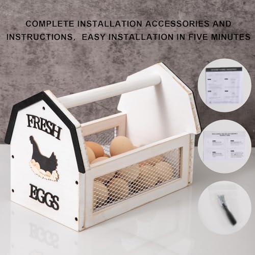ZSHLXM Wood Farmhouse Egg Collecting Basket - Gather Fresh Eggs from Chicken Countertop (Large) - color: White, size: Large