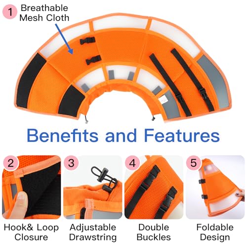 Soft Dog Cone Collar to Stop Licking - Adjustable for Small Dogs | Prevents Licking Wounds After Surgery & Skin Disease,Lightweight,Comfortable Elizabethan Recovery Cone (Orang,S) - color: Orange, size: Small
