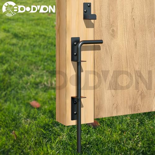12" Cane Bolt Gate Drop Rod Heavy Duty Gate Hardware, Gate Ground Latch for Wood Metal Vinyl Gates Doors Stopper for Gate Ground, Wrought Iron Gate Latches, Black Finish-1 Pack - size: 12 Inch