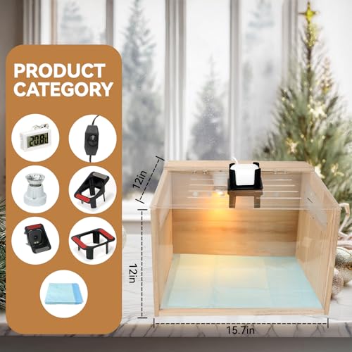 Chicken Brooder Box with Camera : 2.5K HD 5G Chicken Watching Camera, Adjustable Temperature Control Brooder Box for Small Chicks, Ducks, Quails, Idea Gift Christmas (15.7x12x12 Inches) ﻿