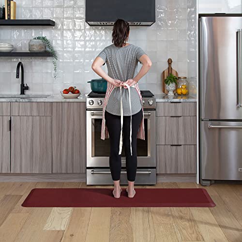 GelPro Anti Fatigue Nonslip Mat: Hard Floor Utility Mats for Garage, Patio and Kitchen - 20" x 72" x .5" - Leather Grain Cranberry - color: Leather Grain Cranberry