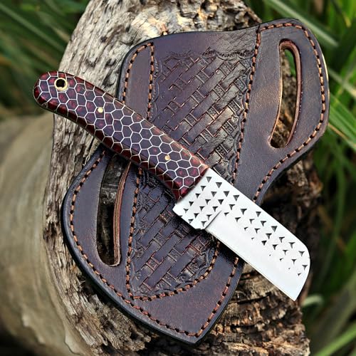 Custom Handmade 7'' fixed blade hoof rasp steel/Cow boy knife/Damascus steel Bull cutter knife, cowboy knives with pancake leather sheath (SUSA 112) - color: SUSA 112
