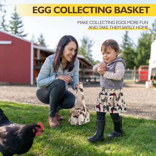 Egg Bags Hossmily Egg Basket Mini Egg Collecting Basket Egg Gathering Basket with 7 Pouches for Farmhouse Chicken Hen Duck Goose Housewife Garden Transporting Storage- 1 Pack