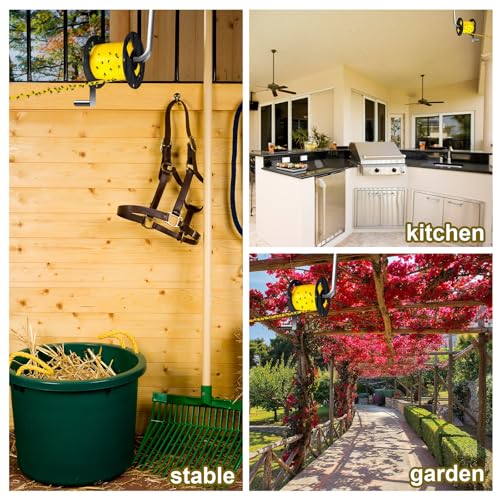 Qualirey 2 Pcs Sticky Fly Tape Roll 1000 ft Fly Ribbon Line Kit Housefly Reel Hanging Sticky Tape Trap Disposable Bug Strip for Barns Home Indoor Outdoor, Non-Toxic (Yellow) - color: Yellow