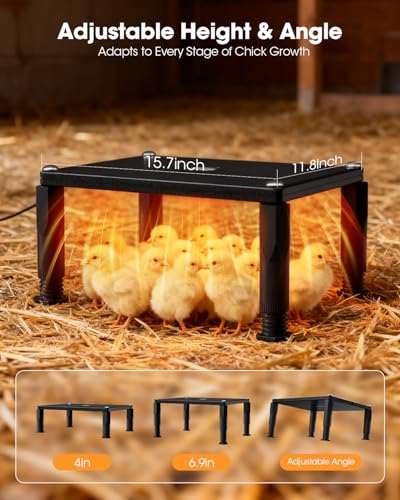 Brooder Heater for Chicks,Chicken Brooder with APP & Thermostat,Smart Chicken Coop Heater with Adjustable Temp (41~176℉) & 24H Timer,120 Watts Radiant Heat Flat Panel Heaters for Winter