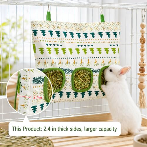 2-Pack Guinea Pig Hay Feeder,Hanging Canvas Hay Holder for Small Pet Cage | refillable closure, foldable storage, fit guinea pigs, rabbits & small herbivores