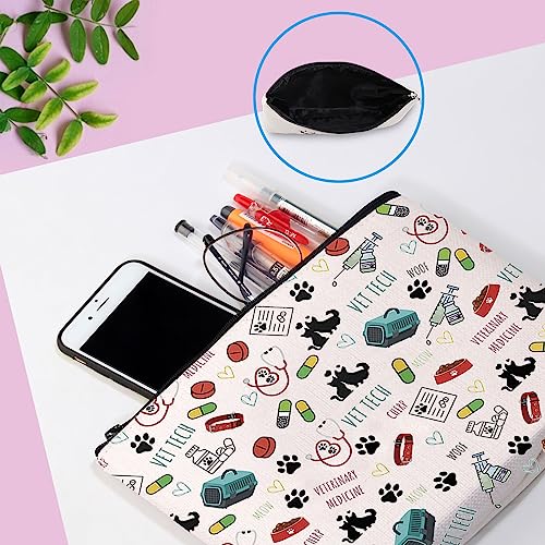 GJTIM Veterinary Technician Gift Vet Receptionist Gift Vet Assistant Gift Vet Medicine Graduation Gift Zipper Pouch Makeup Bag (Vet Tech Pattern Bag) - color: Vet Tech Pattern Bag