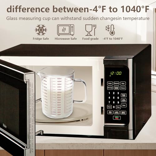 WhiteRhino Glass Measuring Cup,6Cup/1500ml/50oz Liquid Measuring Cups, Measuring Cup With Handle and V-Shaped Spout, Glass Beaker with Three Scales (OZ, Cup, ML), Dishwasher/Freezer/Microwave Safe - color: 6 Cup / 1500ml / 50oz - Glass