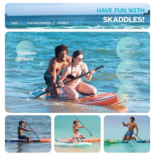 10’6’’ Inflatable Stand Up Paddle Board (SUP) for Adults and Youth with Non-Slip Deck – Complete Accessories Kit, for Fishing, Yoga, Fitness & Family Fun - color: mint green wood grain