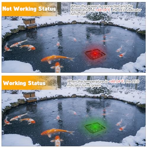 Pond De-icer, Floating & Submersible Pond Heater Thermostatically Controlled Outdoor Pond Deicer with Indicator Lights, Auto Shut Off, Animal Water Heater for Winter Farm (1000 Watts (2025)) - size: 1000 Watts (2025)