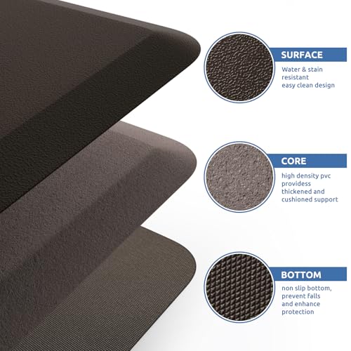 Kitchen Mat Cushioned Anti Fatigue Rug Standing and Comfort Floor Mats | Water-Resistant, Non-Slip, Easy to Clean Comfort Floor Mat for Kitchen, Sink & Office, Multiple Colors & Sizes, 17.3"x60" - color: Chocolate, size: 60"L x 17.3"W x 0.5"Th