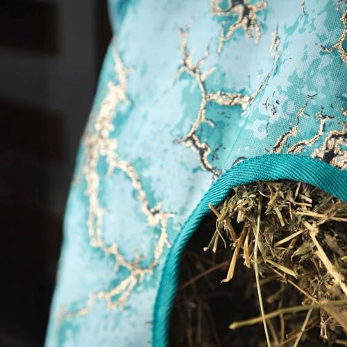Jeffers Expression Top Loading Hay Bag for Horses & Livestock – Durable 600 Denier Hanging Hay Feeder, Water Resistant with Mesh Bottom, Easy Hanging Snap for Stall, Trailer, Travel - Bisbee Blue - color: Bisbee Blue