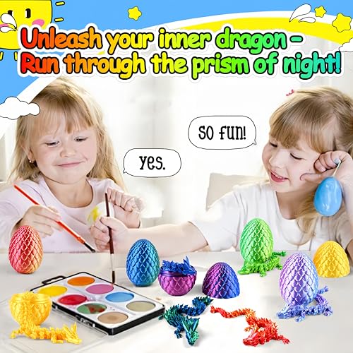 Impossmaker 8‘’ 3D Dragon Eggs with Dragon Inside, Easter Basket Stuffers Mini Egg Set Articulated Unique Easter Basket Essentials for Adults Kids (6 Pack) - style: 6P-S3