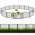 ADAVIN 24 in(H) Garden Fence with Gate, 14 Panels Heavy Duty Iron Metal Animal Barrier Fence, Camping Fence, Garden Fences and Borders for Dogs,Total 34.5 Ft(L), Black - size: 14panels-24in(H)×34.5ft(L)