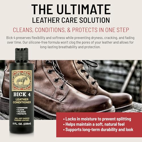 Bick 4 Leather Conditioner & Cleaner, Won't Darken Boots, Couch, Bags 16 oz | Made in USA, For Shoes, Furniture, Jackets, Auto Interiors, Apparel & Accessories - size: 16 oz