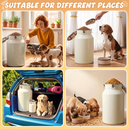 2 Pack Stainless Steel Dog Food Storage Container Set, 36 Lb&5 lb Pet Food Storage Container with 2 Scoops and Measuring Cup, Metal Airtight Bin for Dog Cat Multi Pet Households