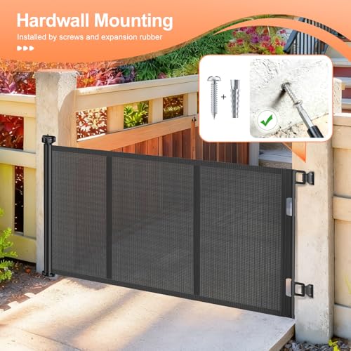 EZIGO Retractable Baby Gates Replacement Parts for 100/120 inch Dog Gate | Full Set Wall Mounting Accessories Including Brackets, Latches, Screws for Extra Wide Baby Gate Retractable Dog Gate, Black - color: Black, size: Medium