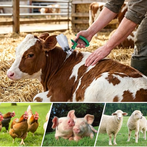 5ml Continuous Self-Refilling Livestock Syringe, 10 Needles Included | Adjustable dosage from 0.5ml to 5ml Veterinary Injection Gun for Chicken, Duck, Pig, Sheep, Cow Poultry - color: green