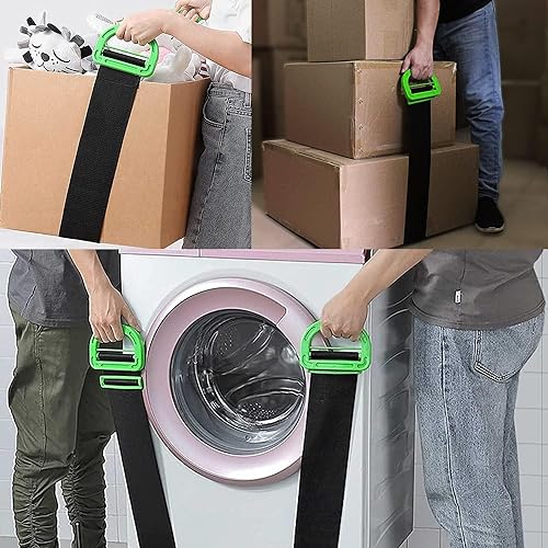Moving Straps,2 Pack 1-Person Adjustable Handle Moving Lifting Strap for Moving Furniture, Appliances, Objest Up to 600lbs | 2 Pack 1-Person 2 Mover Lifting Strap for Moving Furniture, Appliances, Objest Up to 600lbs - color: Green-1Person Straps