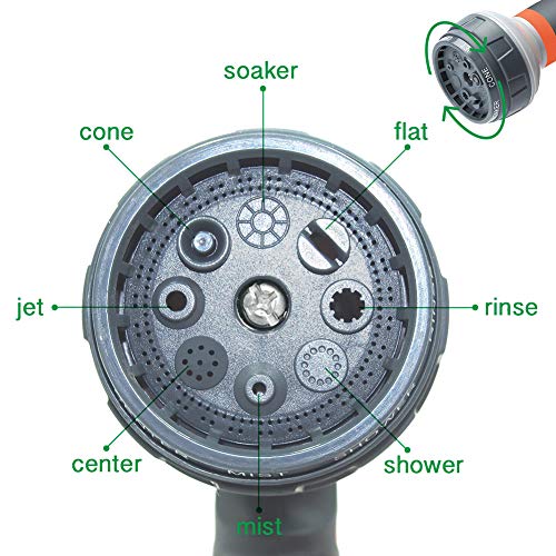 Garden Hose Nozzle 2 Pack Heavy Duty Hose Spray Gun 8 Way High Pressure | Hand Sprayer Spray Nozzle for Watering Lawn Car Washing Pet Bathing Sidewalk Cleaning