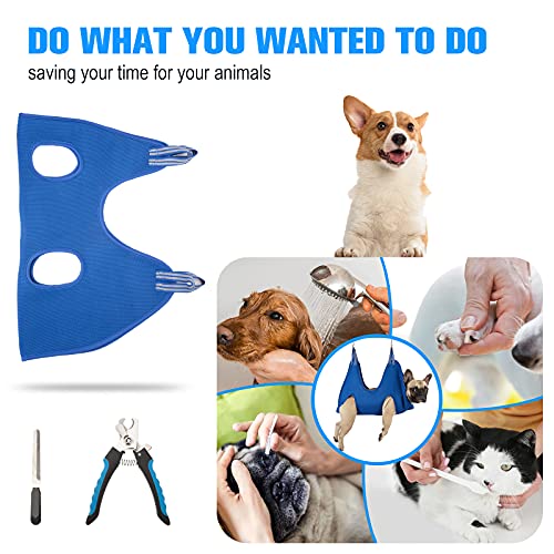 Kkiimatt 10 in 1 Pet Grooming Hammock Harness with Nail Clippers/Trimmer, Nail File, Comb,Dog Nail Hammock, Dog Grooming Sling for Nail Trimming/Clipping (XXL/Under 120lb, Blue) - color: Blue, size: XXL/Under 100 lb