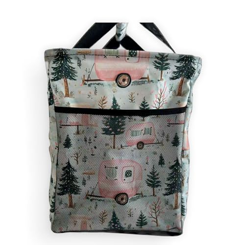 Large Collapsible Tote - color: Pink Campers