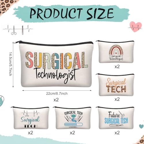 Kacctyen 12 Pcs Surgical Tech Week Gift Bulk Makeup Bags for Women | Surgical Tech Appreciation Cosmetic Bag, Surgical Technologist Thank You Gift for Nurse Doctor Present Travel Pouch - style: Surgical Technologists