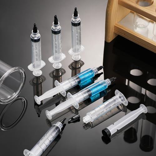TrelaCo 50 Pack Syringe Without Needle Disposable Plastic Syringes with Cap Measuring Dispensing Tools Individually Sealed for Pets Feeding(5 ml) - size: 5 ml