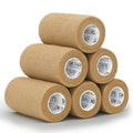 OK TAPE Self Adherent Cohesive Bandages Wrap 6Packs 4" x 5 Yards | Non-Woven Self Adhesive Bandage Wrap for Thumb, Finger, Wrist, Ankle, Vet Wrap Bandages Tape (Beige) - color: Beige/Tan, size: 4 In x 5 Yards