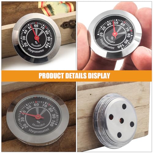 Hemoton 2-Pack Analog Cigar Humidor Hygrometer Round Mechanical Humidor Gauge Small Compact Humidity Meter for Cigar Box Violin Case Home Use