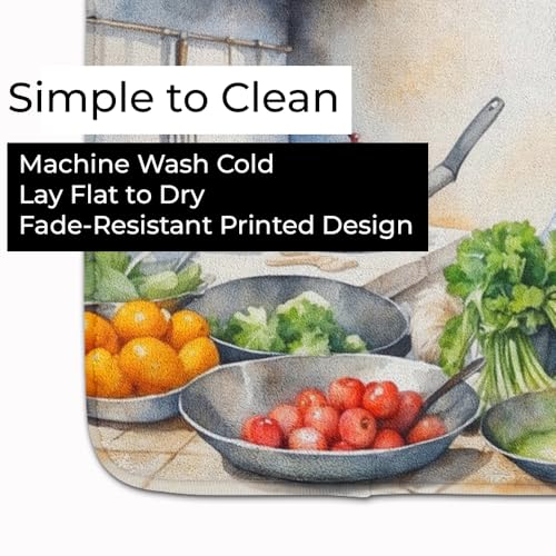 Caroline's Treasures Bearded Collie The Chef Memory Foam Kitchen Mat Machine Washable Anti-Fatigue Mat Cushion Comfort Bath Mat or Kitchen Rug - color: Bearded Collie 6198