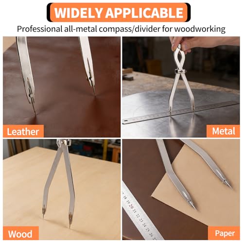 Radius Divider Tool 12 Inch, Fast Adjusting Scriber for Sheet Metal Fabrication & Layout Work, Resharpenable Replaceable Points, Metalworking Woodworking Insulation Tool, Draws Circles Up to 32 Inches