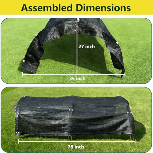Garden Shade Kits, Shade Cloth with Hoops,78" L x 35" W x 27" H Row Covers | 80% UV Block Sun, Plant Cover for Raised Beds, Heat Protection Tunnel for Strawberry and Flowers