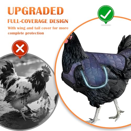 Chicken Saddles for Hens, Chicken Apron Back Protector for Hens with Adjustable Strap, Chickens Hen Mating Saddle with Wing Cover-Black - color: Black