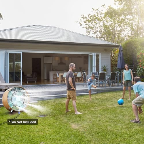 DR.PREPARE Outdoor Misting Fan Kit, 16.4ft Mist Hose Mister Fan, Water Misters for Cooling for Patio backyard, Portable Misting System, Independent Valve for Control