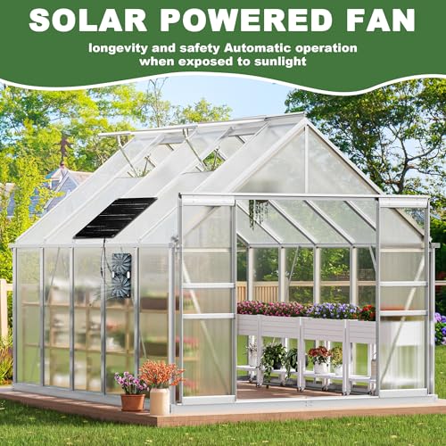 Solar Fan, 30W Solar Powered Fan, Solar Panel Fan Kit, IPX7 Waterproof Fans Exhaust Intake Mounting for Outside Greenhouse Shed Chicken Coop
