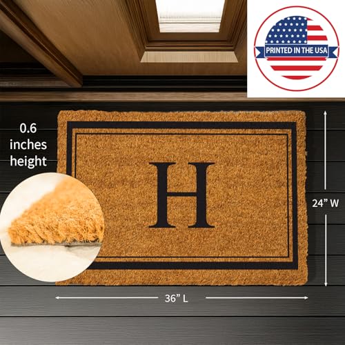 Evergreen Flag Monogram Large Coir Doormat, 36x24 Inches, Letter H - color: Letter H, size: 36 x 24 inches
