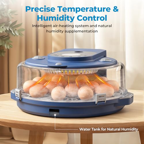 15 Egg Incubator for Hatching Eggs, 5 Preset Incubation Modes + 1 Custom Mode with Adjustable Temperature & Humidity Control, Automatic Egg Turning for Duck, Chicken, Goose, Pigeon & Quail