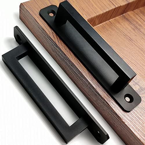 12 Pack 5 Inch 128 mm Matte Black Square Cabinet Handles with Base Plate Aluminum Cabinet Pulls Drawer Pulls Sliding Door Pulls Black Cabinet Handles - color: SquareBlack, size: 5 Inch