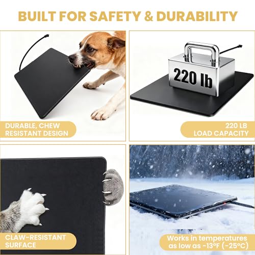 Outdoor Heated Dog Pad for Medium Dog, Cat, Anti-Bite & Waterproof Heating Pad, Pet Warmer for Outside Feral Cat Houses, Durable Indoor Outdoor Warming Pet Mat in Extreme Weather 20" x 16" 45W - size: L: 20'' x 16''